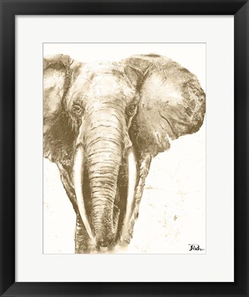 Framed Muted Elephant Print