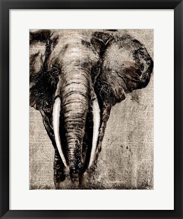 Framed Elephant on Newspaper Print