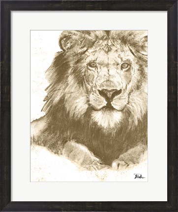 Framed Muted Lion Print