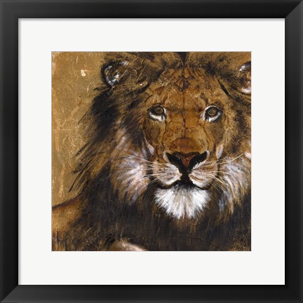 Framed Lion on Gold Print