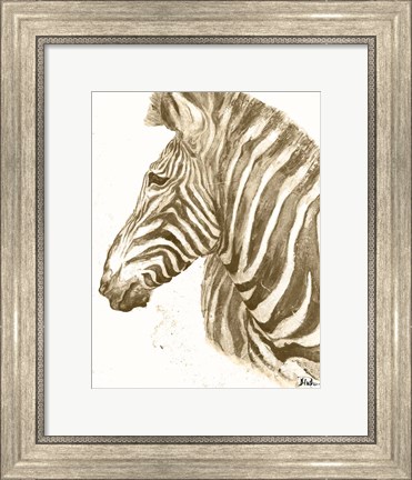 Framed Muted Zebra Print