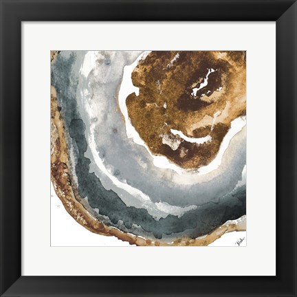 Framed Gray and Gold Agate I Print