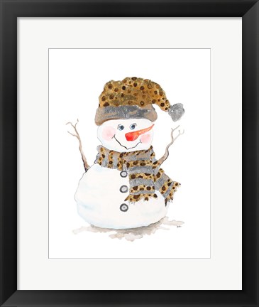 Framed Snowman with Dots Print