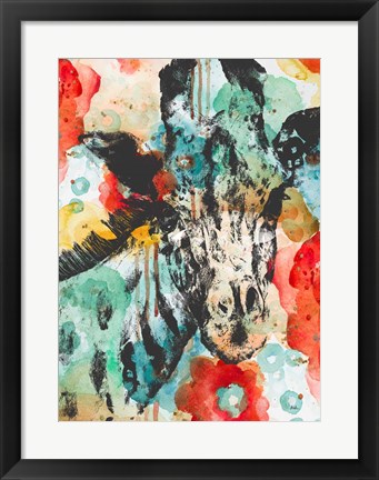 Framed Vibrant Giraffe Print