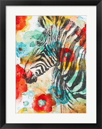 Framed Vibrant Zebra Print