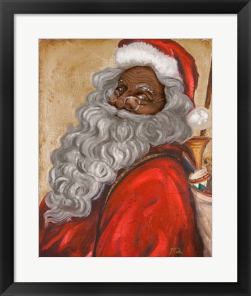 Framed African American Jolly St. Nick Print