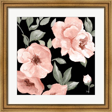 Framed Dusty Rose on Black I Print