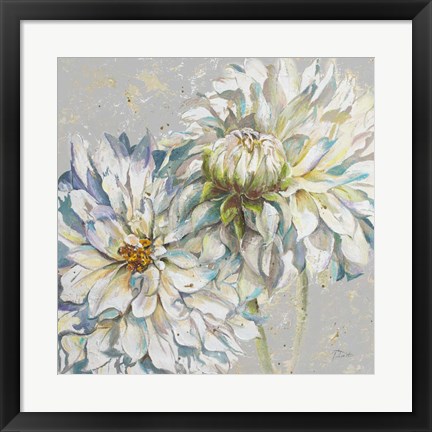 Framed Grey Dahlias I Print