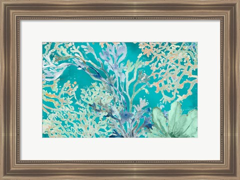 Framed Under the Sea Plants Blue Print