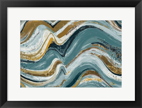 Framed Waves of Teal Print