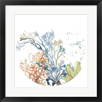 Framed Under the Sea Plants Round Print