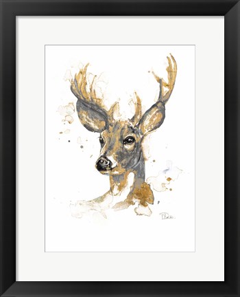 Framed Gold Antlers I Print