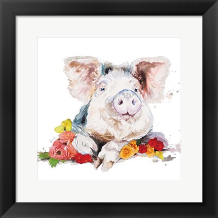 Framed Happy Little Pig Print