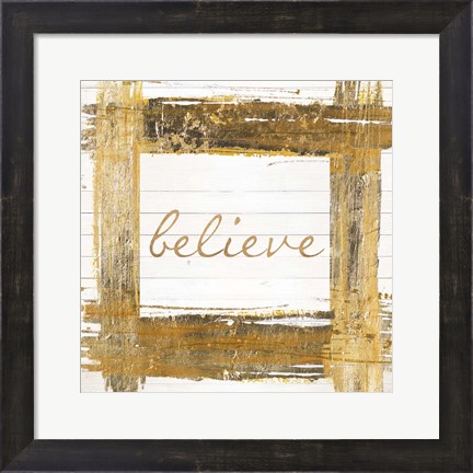 Framed Gold Believe Square Print