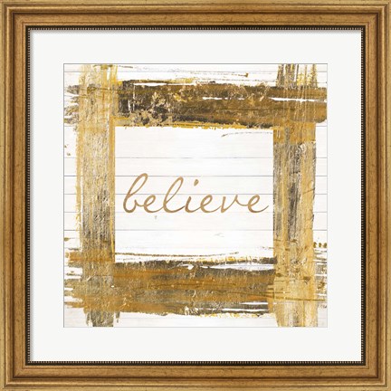 Framed Gold Believe Square Print