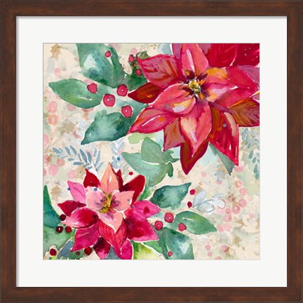 Framed Holiday Poinsettia II Print