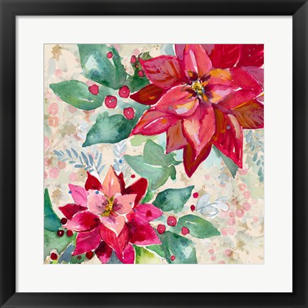 Framed Holiday Poinsettia II Print