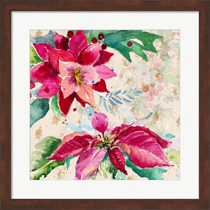 Framed Holiday Poinsettia I Print