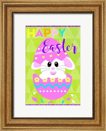 Framed Happy Easter Bunny in Egg Print