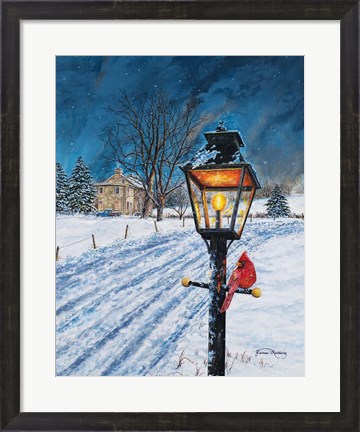 Framed Winterberry Lamppost Print