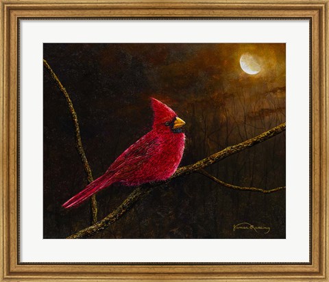 Framed Cardinal In The Moonlight Print