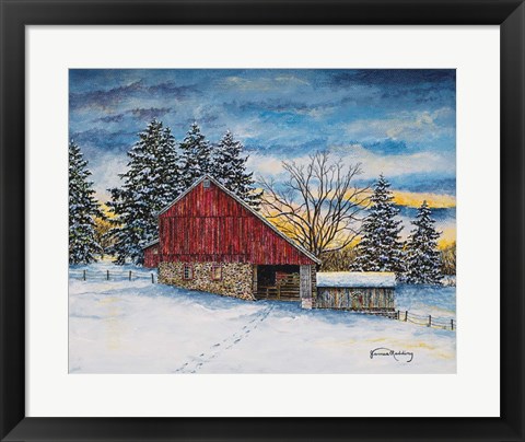 Framed Stovers Mill Barn Print