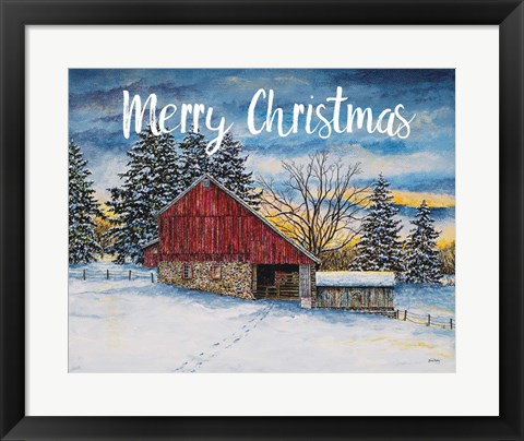 Framed Merry Christmas Barn Print