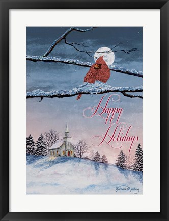 Framed Happy Holiday Cardinal Print