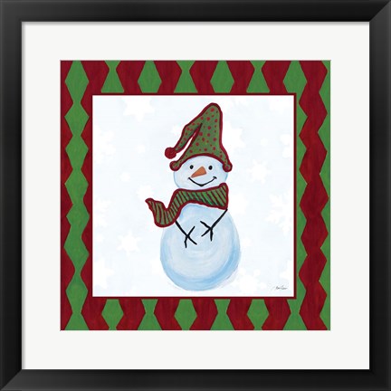 Framed Snowman Zig Zag Square III Print