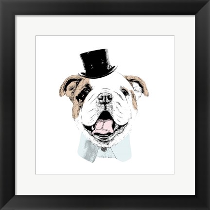 Framed Top Hat Dog Print