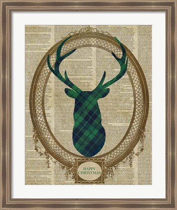 Framed Holiday Tartan Deer II Print