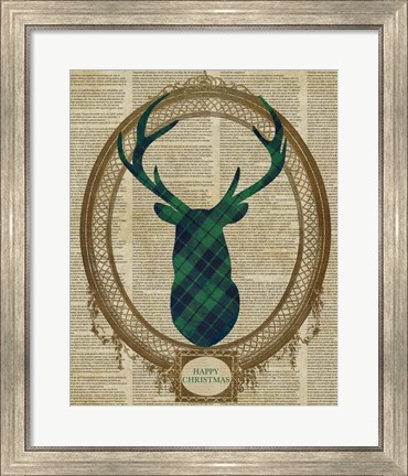 Framed Holiday Tartan Deer II Print