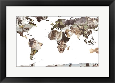 Framed World Animals Map Print