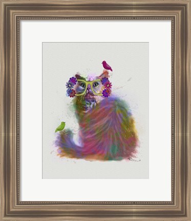 Framed Cat Rainbow Splash 9 Print