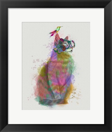 Framed Cat Rainbow Splash 11 Print