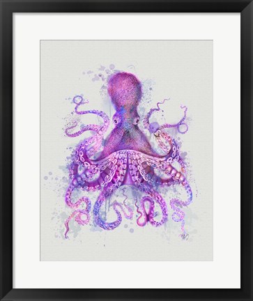 Framed Octopus Rainbow Splash Pink Print