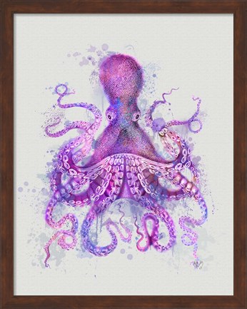 Framed Octopus Rainbow Splash Pink Print