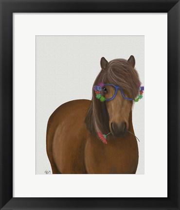 Framed Horse and Flower Glasses Print