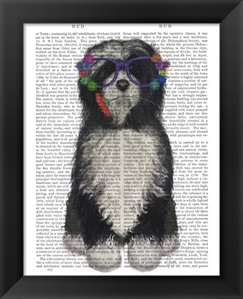 Framed Tibetan Terrier Flower Glasses Print