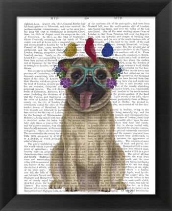 Framed Pug and Flower Glasses Print