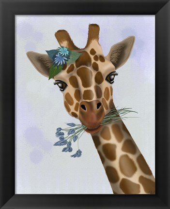 Framed Chewing Giraffe 1 Print