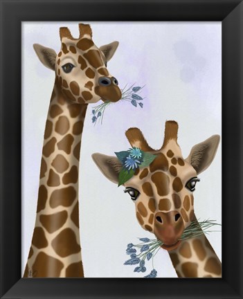 Framed Chewing Giraffe Duo Print