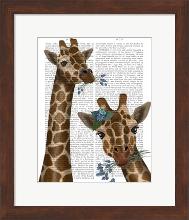 Framed Chewing Giraffe Duo Print