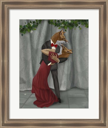 Framed Foxes Romantic Dancers Print