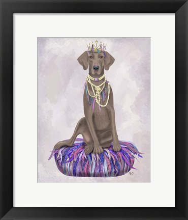 Framed Weimaraner on Purple Cushion Print