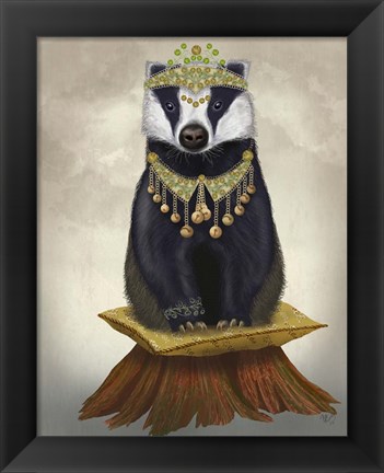 Framed Badger with Tiara, Full Print