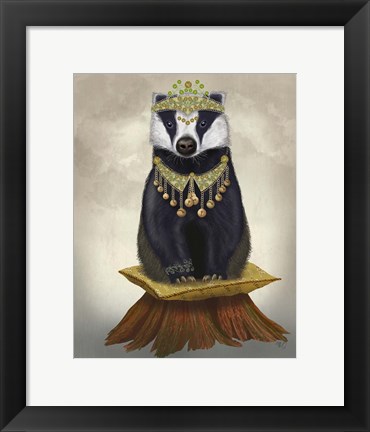 Framed Badger with Tiara, Full Print