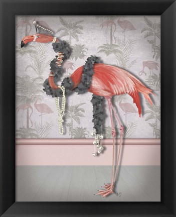 Framed Flamingo and Pearls, Full Print