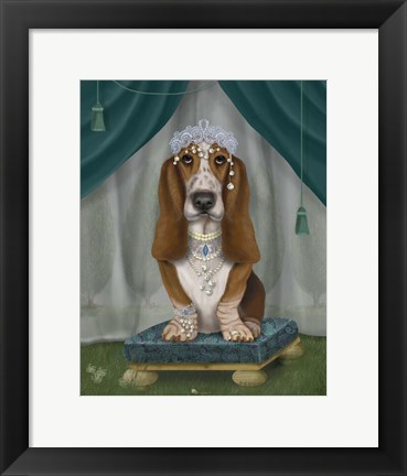 Framed Basset Hound and Tiara Print