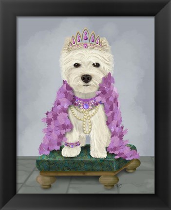 Framed West Highland Terrier with Tiara Print